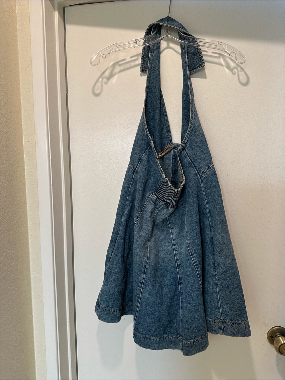 Free People Denim Halter Button-Front Dress - Blue Size XS - Picture 2 of 4